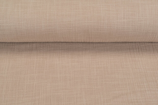 Baumwoll Musselin leinen look dunkelsand
