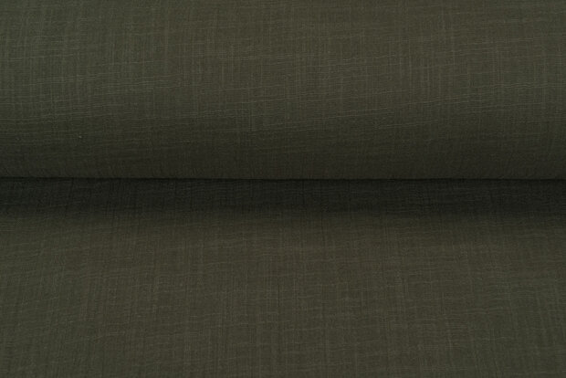 Baumwoll Musselin leinen look armee gr&uuml;n
