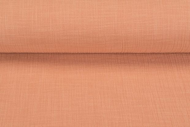 Baumwoll Musselin leinen look pastell orange
