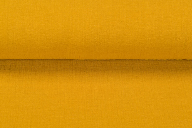 Baumwoll Musselin leinen look ockergelb