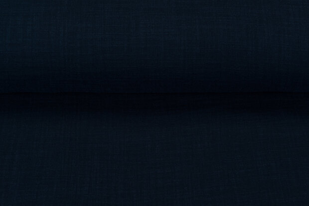Baumwoll Musselin leinen look dunkelblau