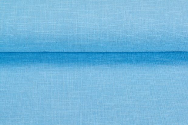 Baumwoll Musselin leinen look hellblau