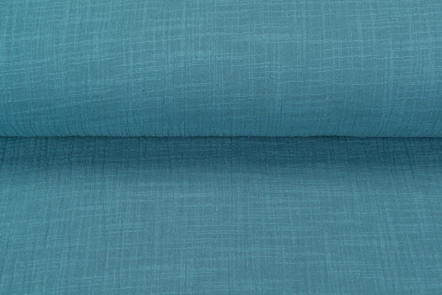 Baumwoll Musselin leinen look hell petrol