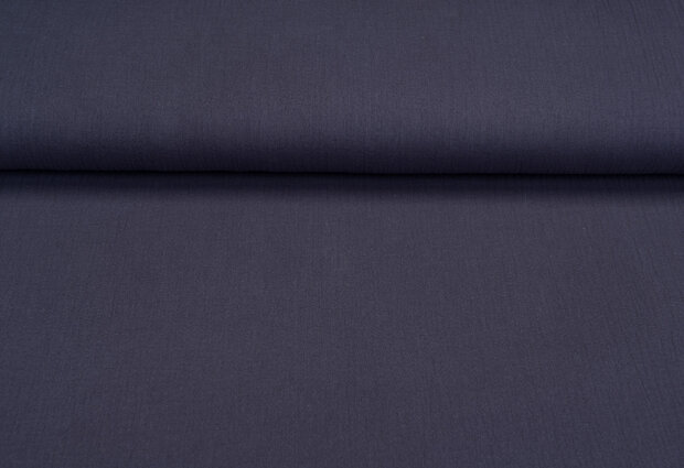 Katoenen mousseline uni donkergrijs