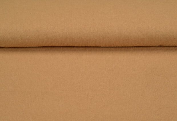 Baumwoll Musselin uni dunkel kamel