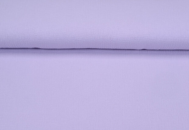 Katoenen mousseline uni licht lila