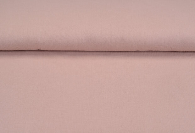 Katoenen mousseline uni oudroze 1