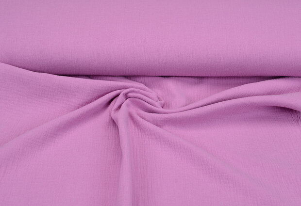 Katoenen mousseline uni lila-paars