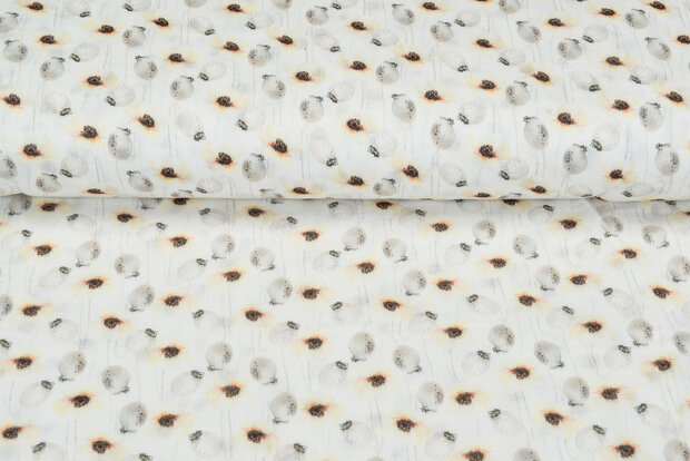 Katoenen Mousseline bedrukt glad little dry seeds