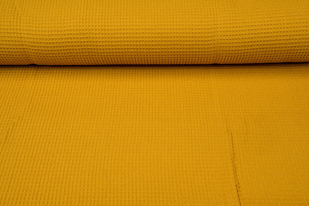 Wafeldoek fijn okergeel