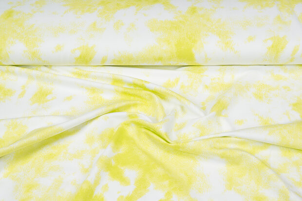 French Terry bedrukt clouds lichtgroen-geel