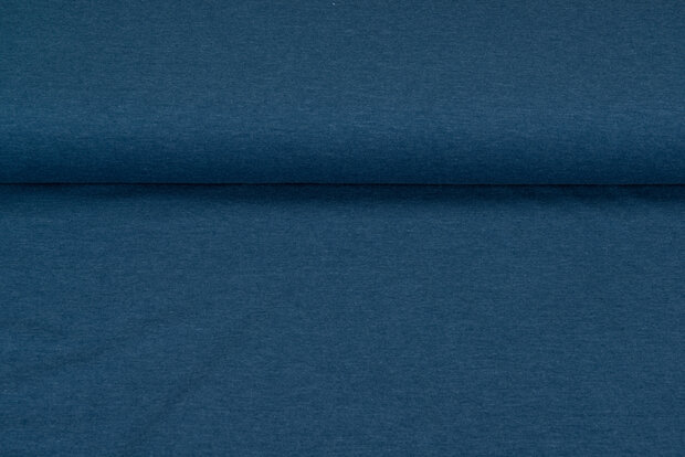 Katoenen Tricot uni blauw melee