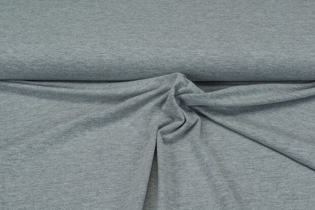 Katoenen Tricot uni grijs melee