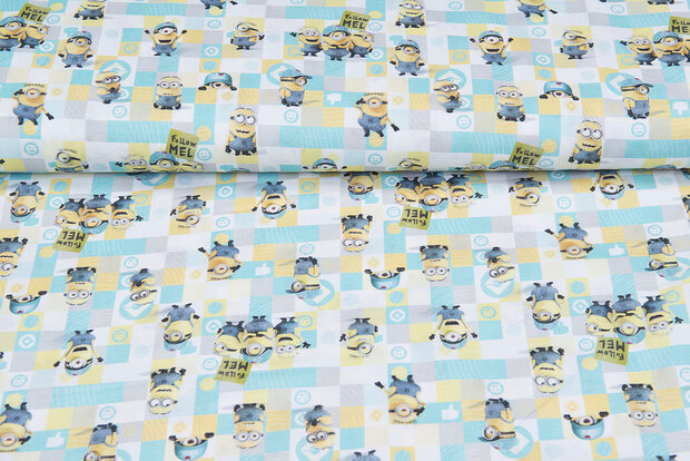 Licentie Katoen Poplin bedrukt Minions