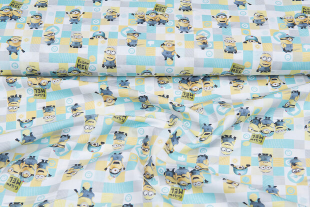 Licentie Katoen Poplin bedrukt Minions