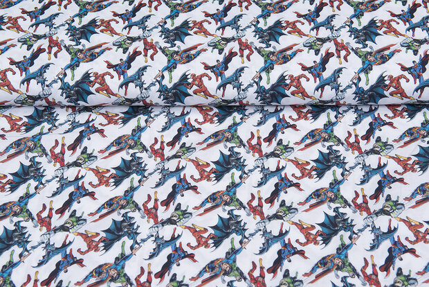 Licentie Katoen Poplin bedrukt Justice League