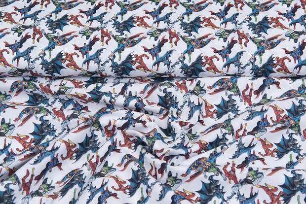 Licentie Katoen Poplin bedrukt Justice League