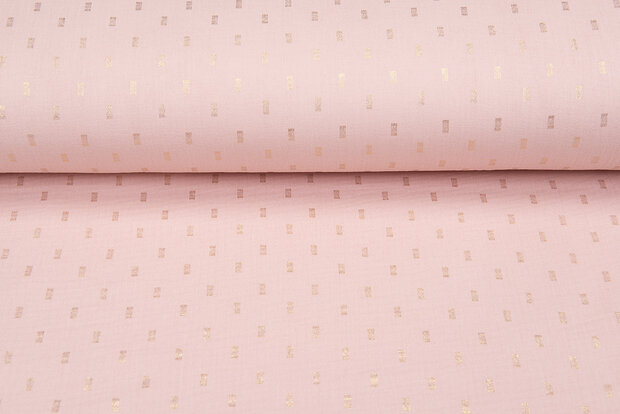 Baumwoll Musselin bedruckt bedrukt Foil Rectangle pastelrosa-gold