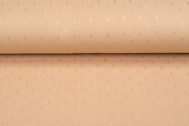 Baumwoll Musselin bedruckt bedrukt Foil Rectangle dunkelbeige-gold