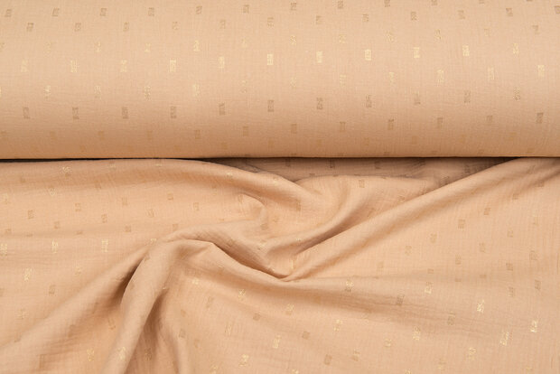 Baumwoll Musselin bedruckt bedrukt Foil Rectangle dunkelbeige-gold