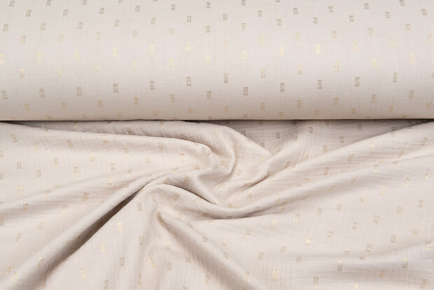 Baumwoll Musselin bedruckt bedrukt Foil Rectangle sand-gold