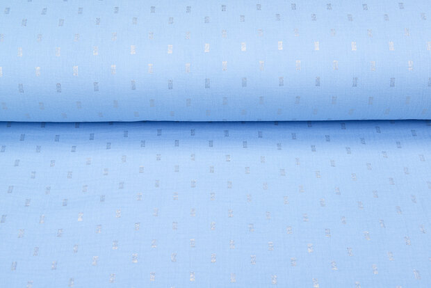 Baumwoll Musselin bedruckt bedrukt Foil Rectangle blau-gold