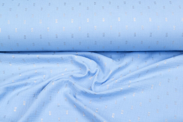 Baumwoll Musselin bedruckt bedrukt Foil Rectangle blau-gold