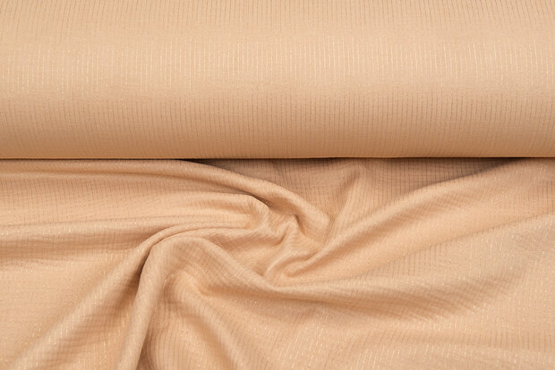 Baumwoll Musselin bedruckt bedrukt Foil Stripes dunkelbeige-gold