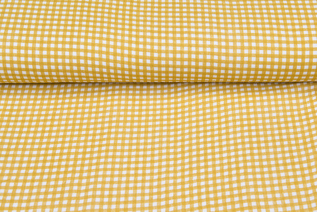 Baumwoll Musselin bedruckt small diamonds ockergelb