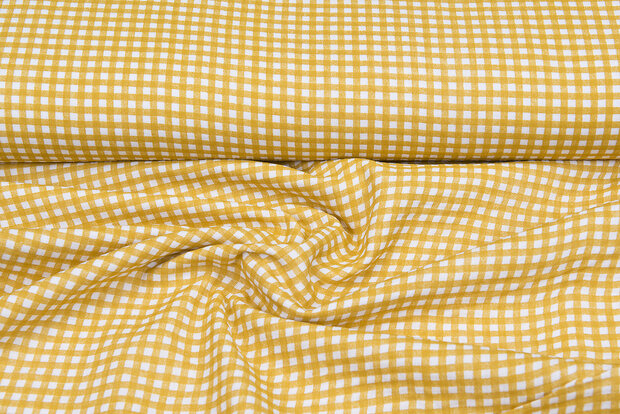 Baumwoll Musselin bedruckt small diamonds ockergelb