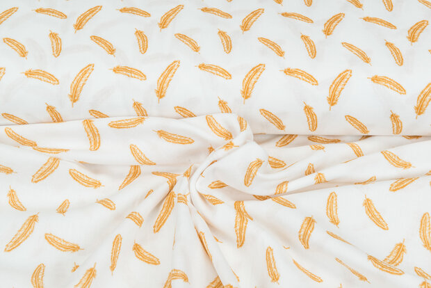 Katoenen Mousseline bedrukt glad feather MH258