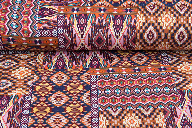 Viskose Jersey bedruckt multi patchwork rost