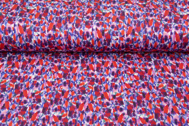 Viskose Jersey bedruckt camo watercolor pique lila-rot