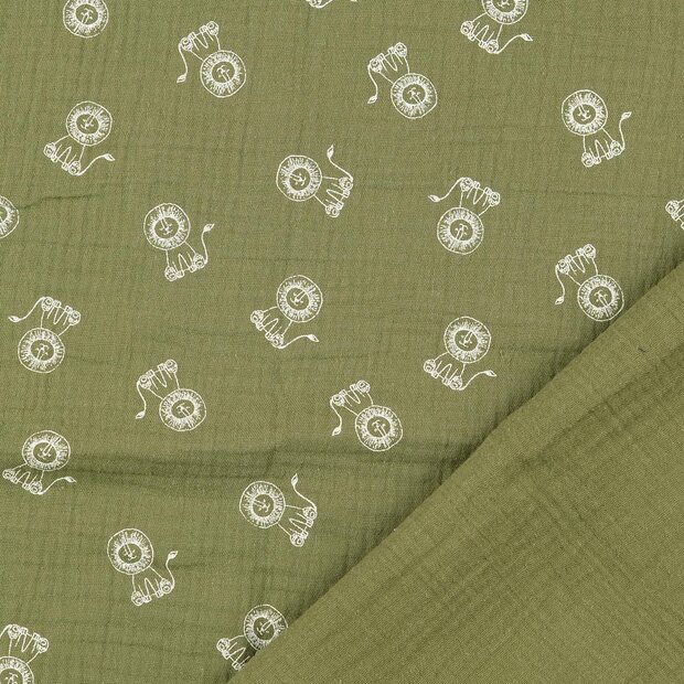 Baumwoll Musselin bedruckt little lions pastellgr&uuml;n