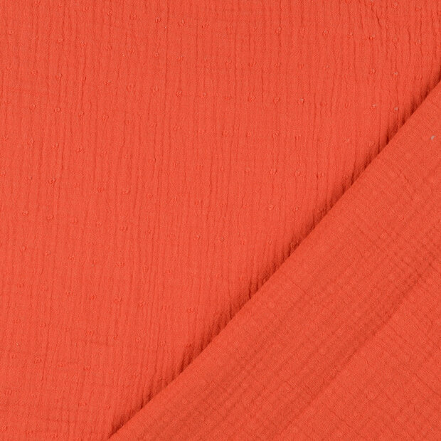 Baumwoll Musselin bedruckt dobby rost-orange