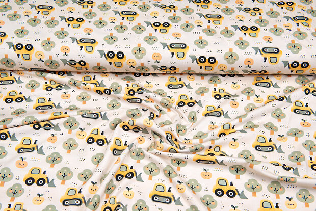 Baumwolljersey digital bedruckt bedrukt apple with shovel sand