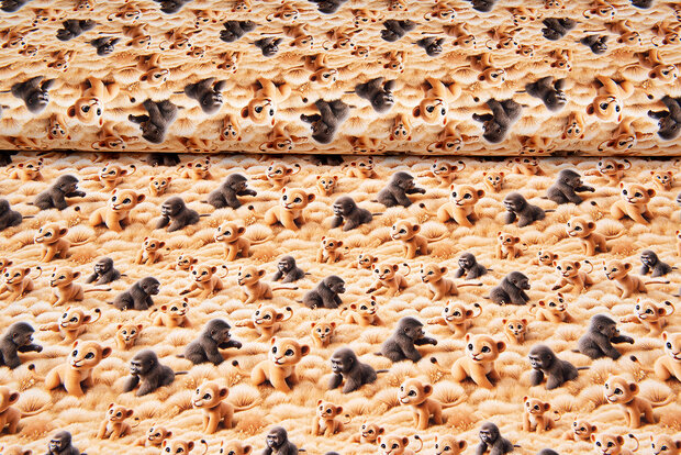 Baumwolljersey digital bedruckt bedrukt little gorilla-tiger kamel