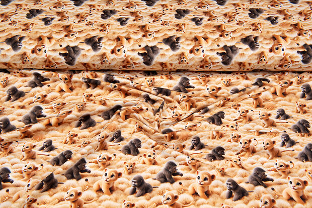 Baumwolljersey digital bedruckt bedrukt little gorilla-tiger kamel