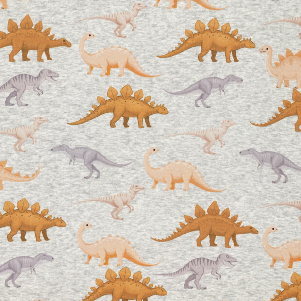 Alpenfleece bedruckt dinos hellgrau