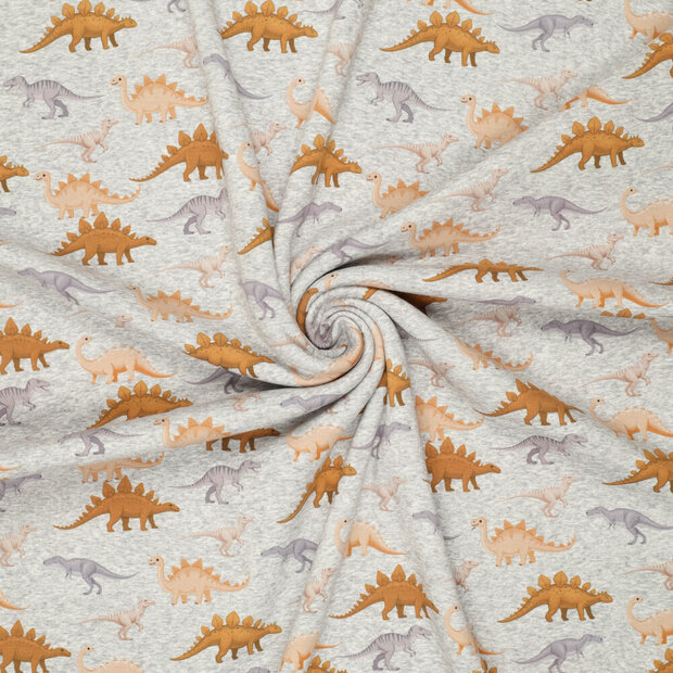 Alpenfleece bedruckt dinos hellgrau