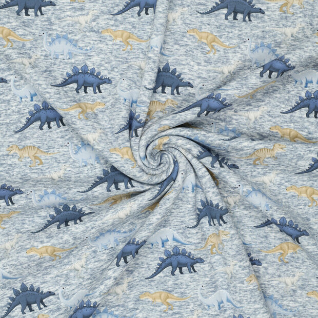 Alpenfleece bedruckt dinos jeansblau