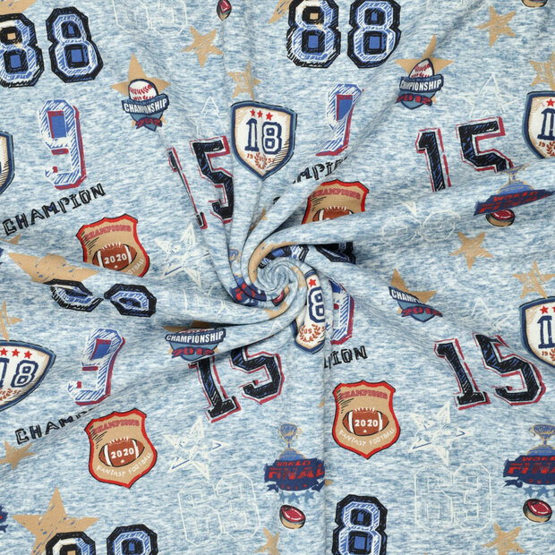 Alpenfleece bedrukt champions football jeansblauw