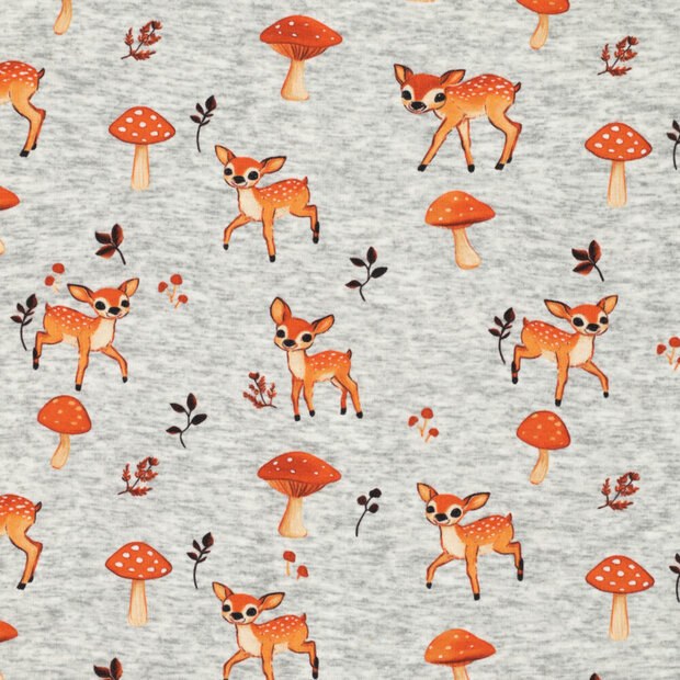 Alpenfleece bedrukt little cute deer grijs
