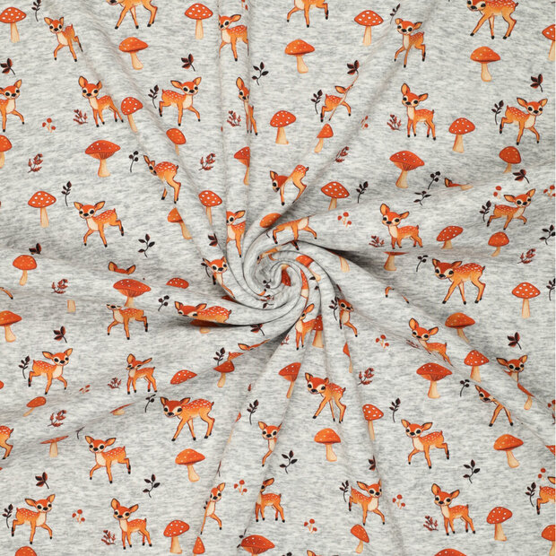 Alpenfleece bedrukt little cute deer grijs