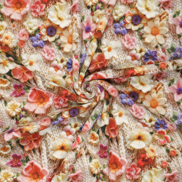 Alpenfleece bedrukt rope with flowers 2