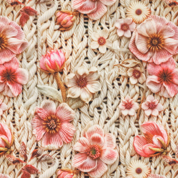 Alpenfleece bedrukt rope with flowers 1