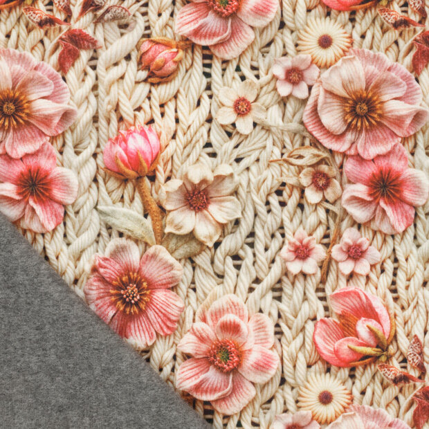 Alpenfleece bedrukt rope with flowers 1