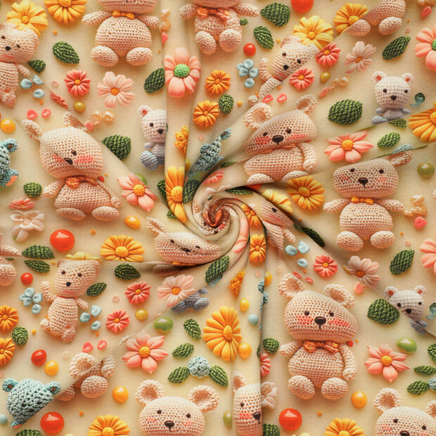 Alpenfleece bedrukt Cuddly beige