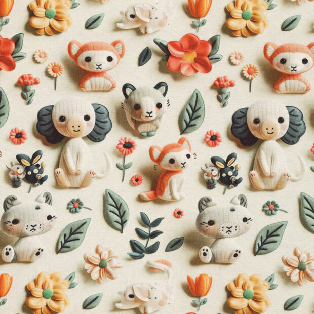 Alpenfleece bedrukt Cuddly ecru