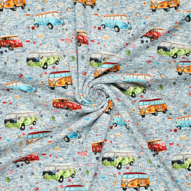 Alpenfleece bedrukt retro vans jeansblau